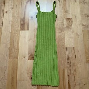 Free People Beach Santos Sweater Knit Midi Solid Bodycon Long Dress in Green